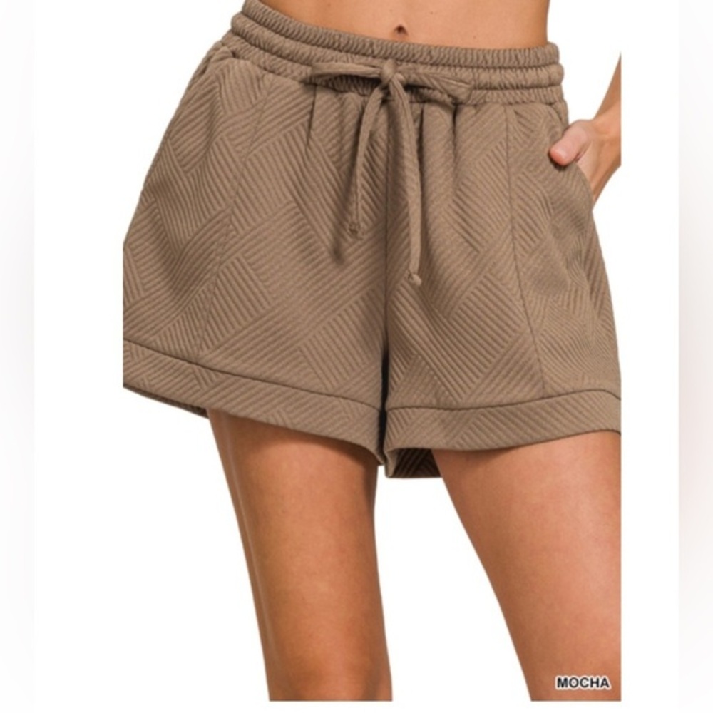Zenana Outfitters Turquoise Quilted Drawstring Lounge Shorts NWOT